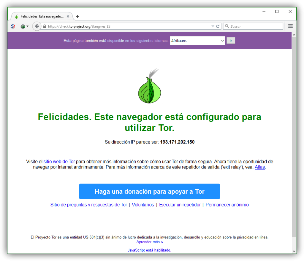 Conectado a la red Tor