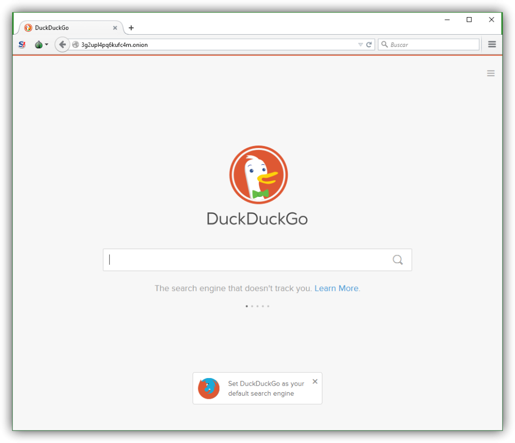 DuckDuckGo desde la red Tor