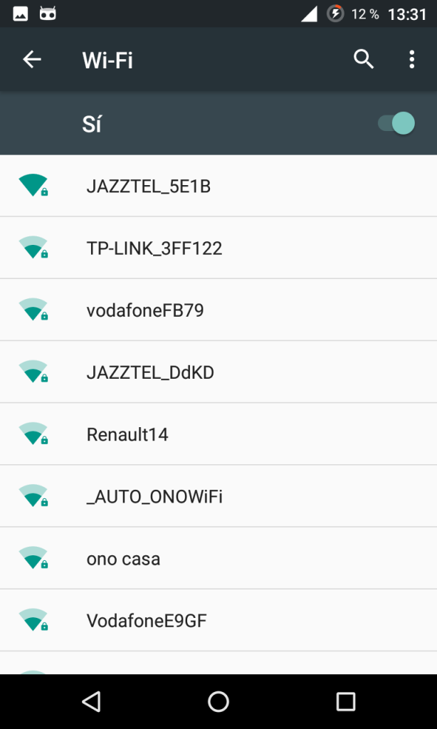 Lista de redes Wi-Fi en Android
