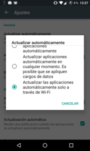 Actualizar Android solo en Wi-FI